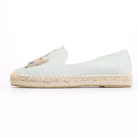 Chaussures plates en toile faites à la main pour dames Mules de pêcheur confortables avec bout rond et bouche peu profonde pour l'été et le printemps