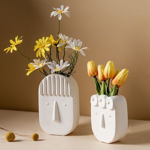 Wholesale Nordic Creative Flower <strong>Vases</strong> Decor White Face Ceramic <strong>Vase</strong> <strong>Set</strong> of <strong>3</strong> Home Decor <strong>Vases</strong> for Wedding Center Piece - Product Image 4