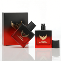 Flacons de parfum en verre mat dégradé rouge personnalisés de qualité supérieure 50ml 100ml, diffuseur à bâtonnets carré plat, flacon vide avec emballage en boîte