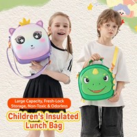 Tas Makan Siang Anak Custom Grosir, Desain Hewan Kartun 3D Kucing Unicorn Dinosaurus, Wadah Makanan Termal Oxford EVA, OEM