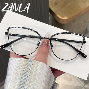 Thanh lịch kim loại sáng bóng khung mắt mèo mắt màu xanh ánh sáng Chặn kính khung 2025 Phụ nữ sexy máy tính Kính mắt thời trang nữ - Product Image 5