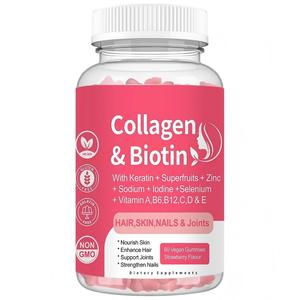 Bonbons gélifiés au collagène végétalien en marque propre avec biotine |   Soutien des cheveux et des ongles et éclaircissement de la peau - Product Image 1