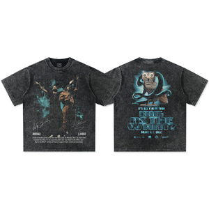 Quần áo các nhà sản xuất tùy chỉnh Drake & J.cole cổ điển rửa 100% bông 280 gram giản dị lỏng tay áo ngắn in ấn nam T-shirt - Product Image 1