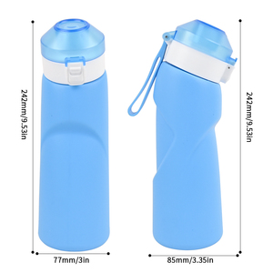 Bouteille d'eau pliable en silicone ultra-portable de 700 ml, anti-fuite, sans BPA, pour les sports de plein air, la salle de sport et les voyages - Product Image 2