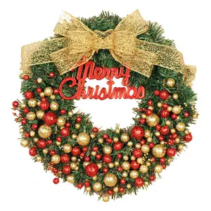 Pemasok keluaran baru 2023 grosir dekorasi Natal karangan bunga buatan untuk dekorasi di dinding pintu pohon Natal