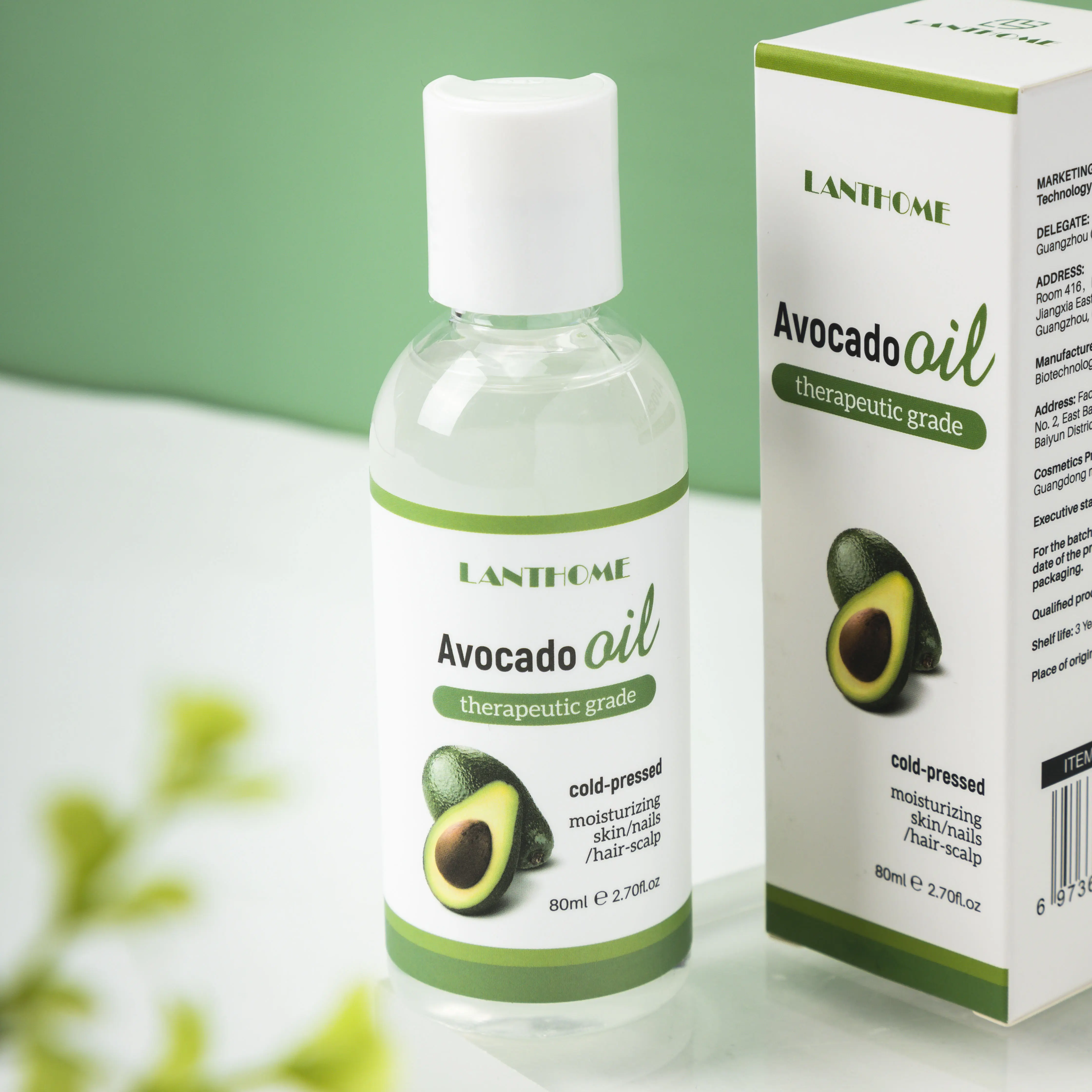 Lanthome Natural Organic Pure Bulk Cold Refined Pressed Price Hair Avocado Oil Body Skin Care Moisturizer Massage Essential Oil