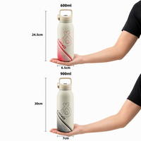 Bouteille d'eau isotherme personnalisée en acier inoxydable à double paroi avec couvercle à poignée rabattable portable pour le camping en plein air