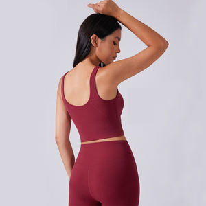 여성용 하이 스포츠 브라 퀵 드라이 통기성 스판덱스/나일론 피트니스 크롭 탱크 탑 패딩 U 백 심플 스타일 요가 운동 - Product Image 1