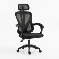 Chaise de bureau à dossier haut en maille avec accoudoirs articulés réglables en hauteur par vérin à gaz, design minimaliste pour la maison, le bureau ou l'appartement