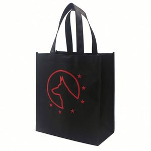 Custom Logo Printed Travel Shopping Recycled Animal Print <b>Black</b> Tote Reusable Non-Woven Packaging <b>Bag</b> - Product Image 1