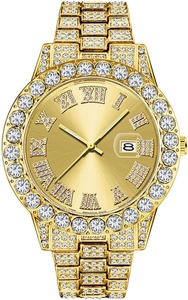 Reloj de pulsera analógico de cuarzo para hombre con diamantes de imitación y cristales, estilo Iced-Out - Product Image 1