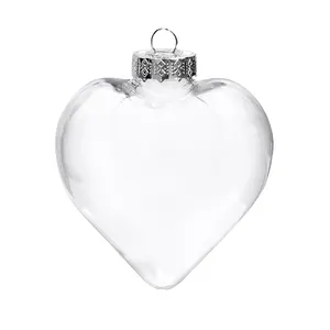 Adornos en forma de corazón de cristal transparente colgante barato soplado para decoración de Navidad