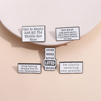 30 style métal artisanat usine personnaliser drôle noir et blanc boîte de dialogue anglais courte phrase alliage broche broches