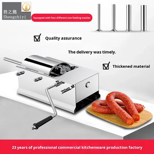 Máquina de llenado de salchichas de acero inoxidable con manivela horizontal de 3L/5L, pequeña, profesional, para uso doméstico y exportación, para salchichas de sangre y salami. - Product Image 3
