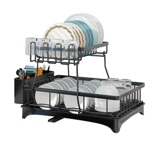 Chaude 2 niveaux Cuisine <span class=keywords><strong>Table</strong></span> Bureau Comptoir Bol Baguettes Drain Cadre Plat Égouttoir Étagère Ensemble Séchage Organisateur Titulaire De Stockage Rack - Product Image 1