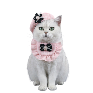 Encaje perro gato pañuelo Collar Vintage bufanda con Bowknot perla mascota babero perro collar corbata Noble perro - Product Image 1