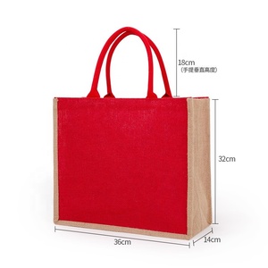Sacs fourre-tout publicitaires en jute écologiques, personnalisables, de grande taille, couleur unie, avec logo personnalisé, sac de plage polyvalent, sac de shopping - Product Image 3