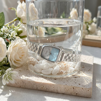 Montre à quartz pour femme Scottie 9906, boîtier carré, cadran en verre minéral, bracelet en acier inoxydable, mouvement à quartz, fermoir papillon, luxe