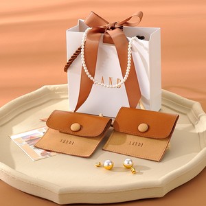 Pochette en cuir PU microfibre avec logo personnalisé, boîte coulissante en papier, pochettes cadeaux pour bijoux avec logo personnalisé, ensemble d'emballage pour bijoux - Product Image 1