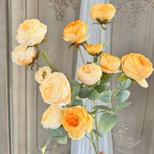 Superbes Roses Austin à Bords Brûlés, Fleurs Artificielles Réalistes pour Décoration de Table de Café, Comptoir de Bar, et Arrangement Décoratif Doux - Product Image 3