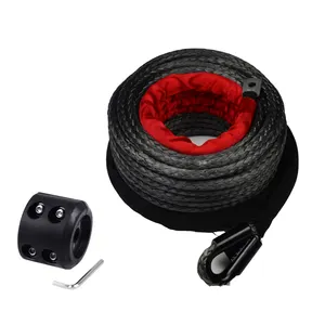 (JINLI ROPE) 3/8" x 100ft Synthetic Winch Rope Kit Winch Cable Line with Hook+Winch Fairlead for 4WD Off Road