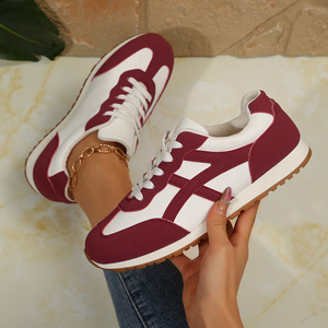 Zapatos Deportivos Casuales Retro con Bloques de Color Negro y Blanco para Otoño, Diseño con Cordones, Parte Superior de PU, Forro de Malla, para el Uso Diario - Product Image 5