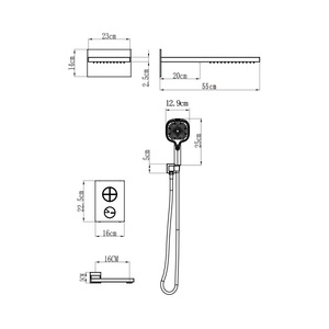Ensemble de <span class=keywords><strong>douche</strong></span> mural encastré STOTS <span class=keywords><strong>en</strong></span> laiton gris anthracite avec jets de massage intégrés <span class=keywords><strong>et</strong></span> pulvérisation douce pour salle de bain d'hôtel - Product Image 5