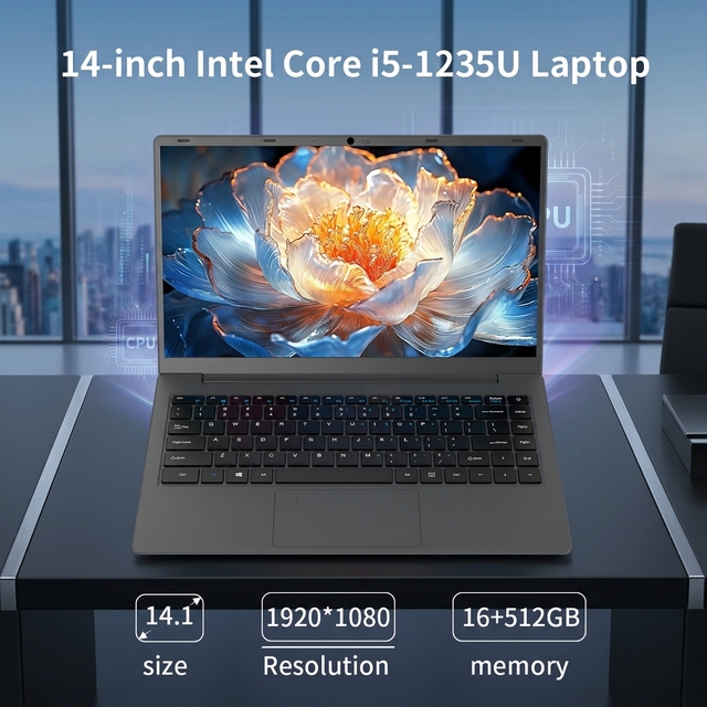 LUCKYSTAR 14" Laptop Intel Core i5 1235U 16GB RAM 256GB SSD Windows 11 Home Full HD 1920*1080 Display Notebook Fast Shipping OEM
