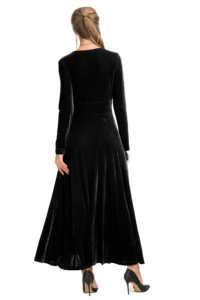 2019 otoño e invierno las mujeres <span class=keywords><strong>cóctel</strong></span> diario negro vestido de terciopelo - Product Image 2