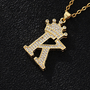 Nuova Collana alla Moda con Ciondolo a Corona e 26 Lettere, Catena in Acciaio Inossidabile con Zirconi, Gioielli per Donne - Product Image 4