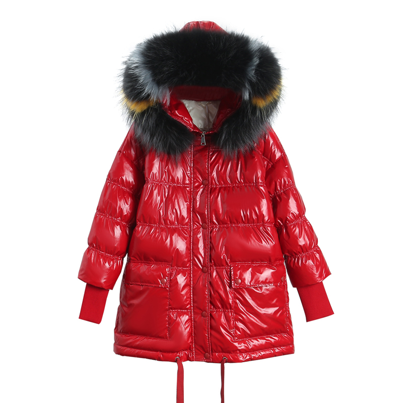 Low Price Fur Collar Shiny Winter Down Jacket Available in Various