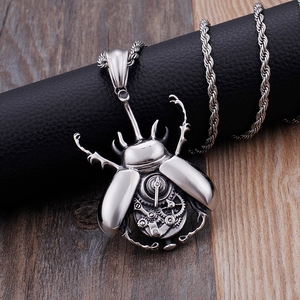 Collana YK Steampunk Scarabeo in Acciaio al Titanio, Gioiello Meccanico con Pendente a Ingranaggio, Charm Rock alla Moda, Regalo Trendy - Product Image 4