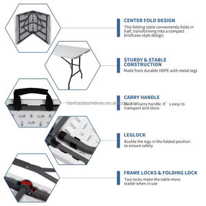 Table pliante d'extérieur blanche avec coussin imperméable pour événements, repas, parcs, hôtels, chambres, cuisines, halls extérieurs - Product Image 4