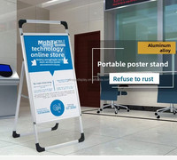 Magasin de vêtements Panneau d'affichage à miroir double face en aluminium sur pied Logo pliable écologique Personnalisation de la publicité