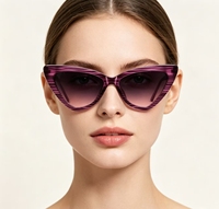 Vente en gros et au détail de lunettes de soleil œil de chat tendance, lunettes de soleil de haute qualité en rouge, violet, vert et transparent