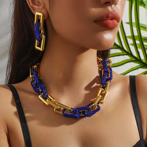 Conjunto <span class=keywords><strong>de</strong></span> bisutería para <span class=keywords><strong>mujer</strong></span>, declaración gruesa <span class=keywords><strong>de</strong></span> Hip Hop, aleación chapada en oro <span class=keywords><strong>de</strong></span> 18 quilates, pendientes <span class=keywords><strong>de</strong></span> eslabones cubanos, Gargantilla, conjuntos <span class=keywords><strong>de</strong></span> collar - Product Image 4