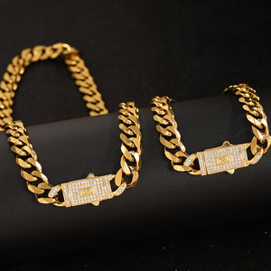 Corrente Cubana Grossa Banhada a Cobre e Ouro Real, Estilo Hip-hop Fosco Hexagonal, com Strass de Cristal, para Homens e Mulheres - Product Image 3