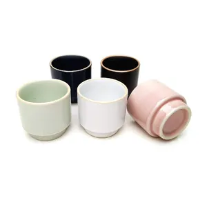 1.7 oz 5 Piece Handcrafted Ceramic Pottery Porcelain Glass Korean Shot Glasses Set for Sake, Whiskey,Tequila and Liquor