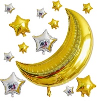 Großhandel Eid Mubarak Ramadan Feiertagsdekoration 36-Zoll Mond-Stern-Folienballon-Set Partyzubehör 13-teilig/Set