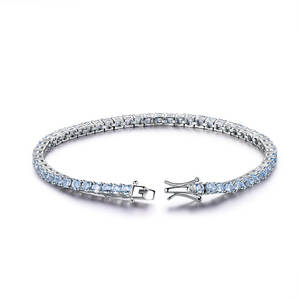 Pulsera de Cadena Aivenchy, Lujosa, con Piedra de Topacio Azul Cielo <span class=keywords><strong>Nano</strong></span> de 3 mm, para <span class=keywords><strong>Mujer</strong></span>, Plata de Ley S925, Baño de Rodio, Estilo <span class=keywords><strong>Tenis</strong></span> - Product Image 1