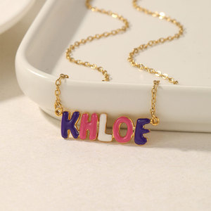 Collar Bohemio Dorado de Acero Inoxidable 316L de 18K con Placa de Identificación Personalizada con Nombre y Letra para Mujer - Product Image 2