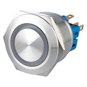 Interruptor de Botón Pulsador LED Industrial de 25mm 5A 1NO1NC Momentáneo 250V IP65 Impermeable de Acero Inoxidable con Anillo Plano Iluminado 24V - Product Image 2