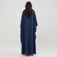 Abaya Personnalisée Bleu Marine à Col Rond et Manches Chauve-Souris Douces pour Femmes Musulmanes – Idéale au Quotidien