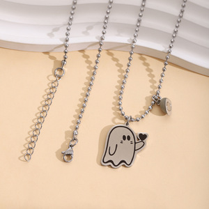 Collana con Ciondolo Fantasma per Coppie, Luminosa al Buio e Magnetica in Acciaio Inossidabile, Set Unico e Divertente per Lui e Lei - Product Image 4