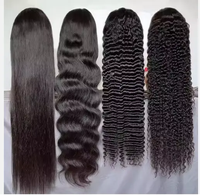 Grosir 100% rambut Remy Brasil renda HD rambut renda coklat muda Wig tanpa lem lurus panjang dengan lapisan warna alami gaya potongan untuk wanita