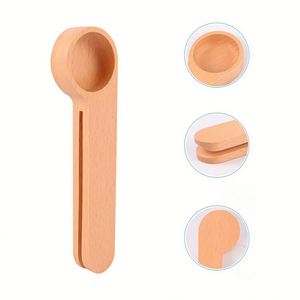 <b>Wooden</b> Scoop and Bag Clip, Custom Engraved Beech Wood Measuring Spoon, 2-In-1 Coffee Bean Sealer <b>Clamp</b> - Product Image 5