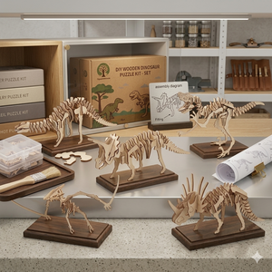 Rompecabezas 3D de Dinosaurio de Madera Creativo, Juguete Educativo para Niños, Desarrolla Habilidades de Resolución de Problemas, Explora el Aprendizaje Prehistórico, Diversión DIY - Product Image 5