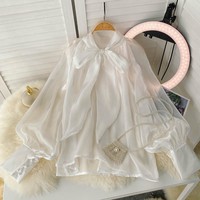 Femme Tops Fashion Design Sense Niche All-Match Shirt Gentle Wind Puff Sleeve Top Women Elegant Blouse