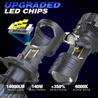 Ampoule de Phare LED H4 140W 14000LM IP68 Faisceau Haut Bas Lentille de Projecteur Prête Canbus pour Voiture Moto H1 H7 H11 9005 9006 HB3 HB4