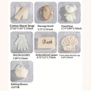 Bath Spa Gift Set Unscented Exfoliating Spa Kit With Woven <b>Basket</b> <b>Linen</b> Bathroom Set Gift Box for Holiday Christmas Gift - Product Image 3